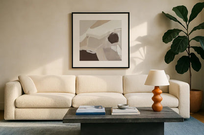 Graze Warm by Pamela Munger. Displayed in a glass frame with matte in a clean modern living room. Available as an archival giclee rolled canvas, fine art paper, or poster print. SKU 73673a.