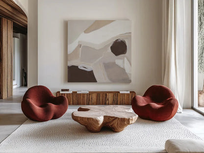 Graze Warm by Pamela Munger. Shown as extra-large giant wall art in a modern living room. Available as an archival giclee rolled canvas, fine art paper, or poster print. SKU 73673a.