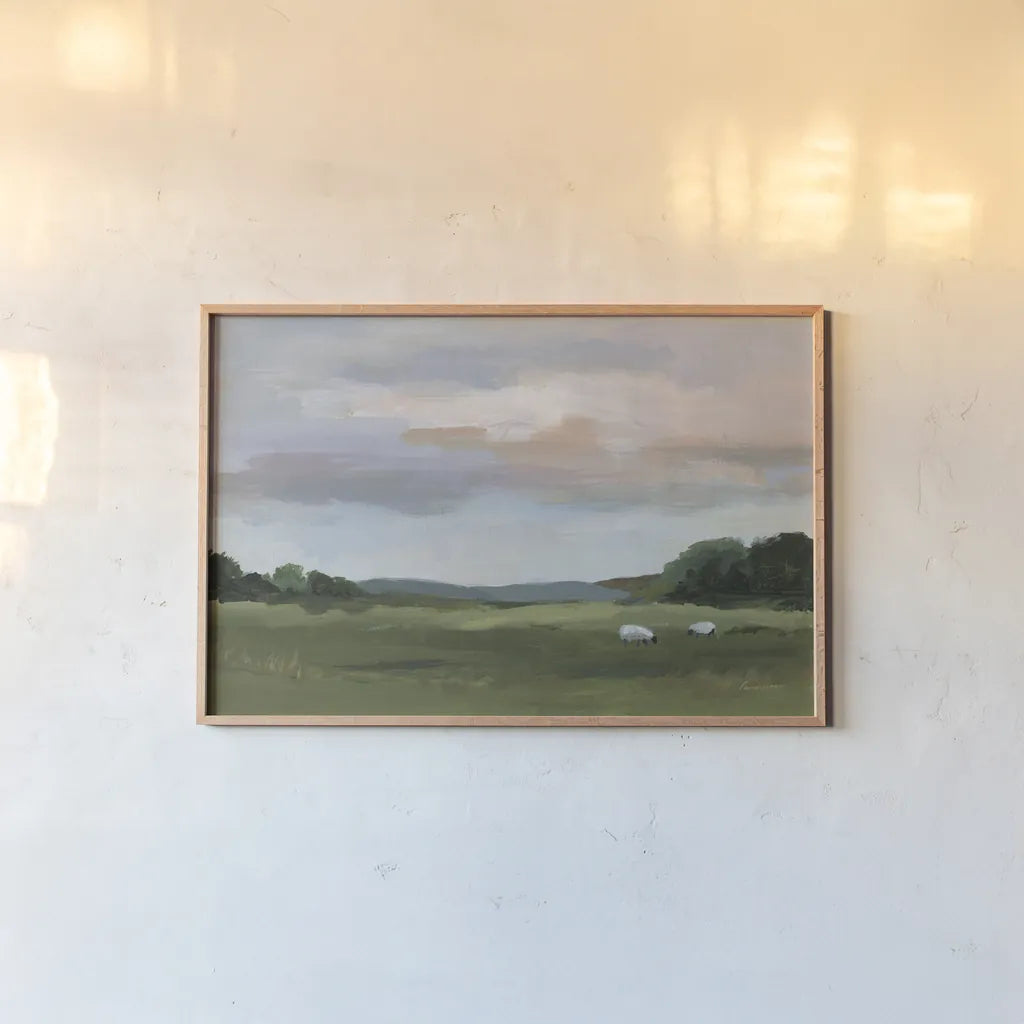 Grazing by Pamela Munger. shown as a paper print in a natural frame. Available as a archival giclee rolled canvas, fine art paper, or poster print. SKU 84604i.
