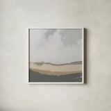Hills Beyond Hills Neutral by Pamela Munger. Shown in a crisp white glass frame for a clean and minimalist style. Available as an archival giclee rolled canvas, fine art paper, or poster print. SKU 73947a.