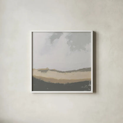 Hills Beyond Hills Neutral by Pamela Munger. Shown in a crisp white glass frame for a clean and minimalist style. Available as an archival giclee rolled canvas, fine art paper, or poster print. SKU 73947a.