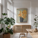 Hope Bouquet by Pamela Munger. shown as a print in a natural wood frame in a dining room. Available as a archival giclee rolled canvas, fine art paper, or poster print. SKU 94190h.