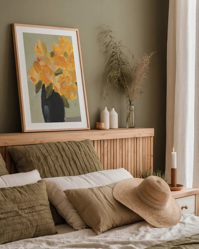 Hope Bouquet by Pamela Munger. shown as a paper print in a natural frame. Available as a archival giclee rolled canvas, fine art paper, or poster print. SKU 94190h.