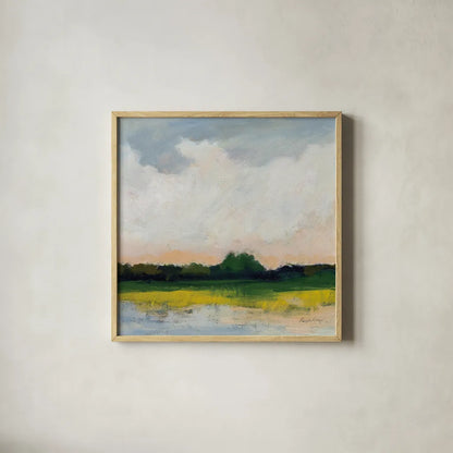 July Morning by Pamela Munger. Shown in a natural wood glass frame for a timeless modern aesthetic. Available as an archival giclee rolled canvas, fine art paper, or poster print. SKU 80784a.