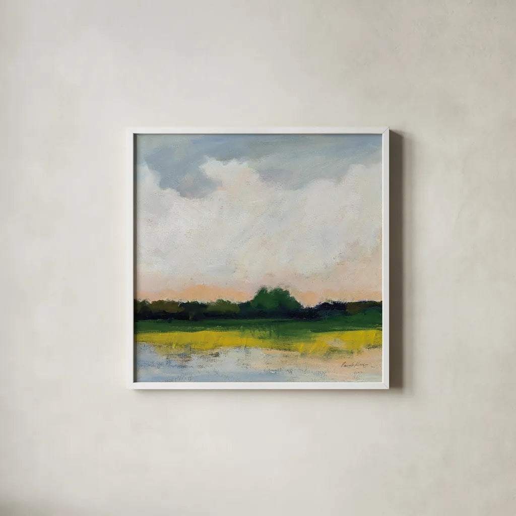July Morning by Pamela Munger. Shown in a crisp white glass frame for a clean and minimalist style. Available as an archival giclee rolled canvas, fine art paper, or poster print. SKU 80784a.