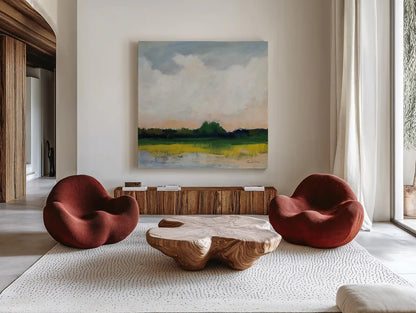 July Morning by Pamela Munger. Shown as extra-large giant wall art in a modern living room. Available as an archival giclee rolled canvas, fine art paper, or poster print. SKU 80784a.
