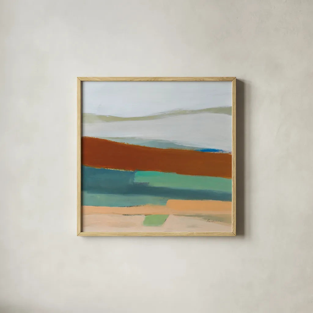 Laid Back by Pamela Munger. Shown in a natural wood glass frame for a timeless modern aesthetic. Available as an archival giclee rolled canvas, fine art paper, or poster print. SKU 73715a.