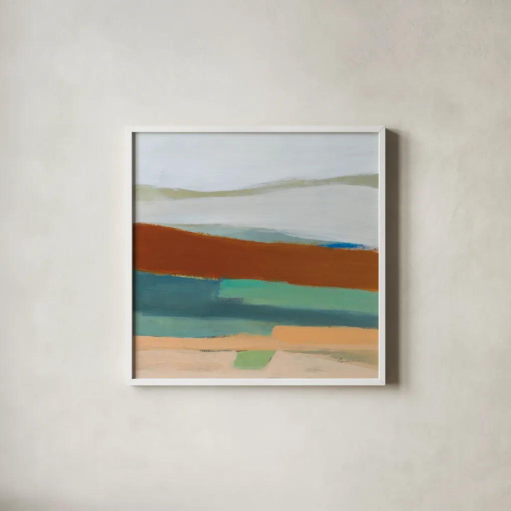 Laid Back by Pamela Munger. Shown in a crisp white glass frame for a clean and minimalist style. Available as an archival giclee rolled canvas, fine art paper, or poster print. SKU 73715a.