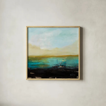 Landing by Pamela Munger. Shown in a natural wood glass frame for a timeless modern aesthetic. Available as an archival giclee rolled canvas, fine art paper, or poster print. SKU 80785a.