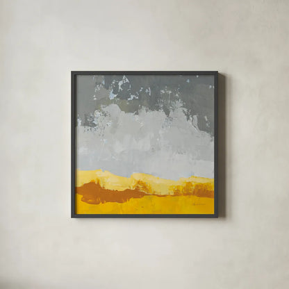 Landscape Yellow Grey by Pamela Munger. Shown in a sleek black glass frame for a contemporary gallery look. Available as an archival giclee rolled canvas, fine art paper, or poster print. SKU 70539a.