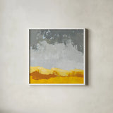 Landscape Yellow Grey by Pamela Munger. Shown in a crisp white glass frame for a clean and minimalist style. Available as an archival giclee rolled canvas, fine art paper, or poster print. SKU 70539a.