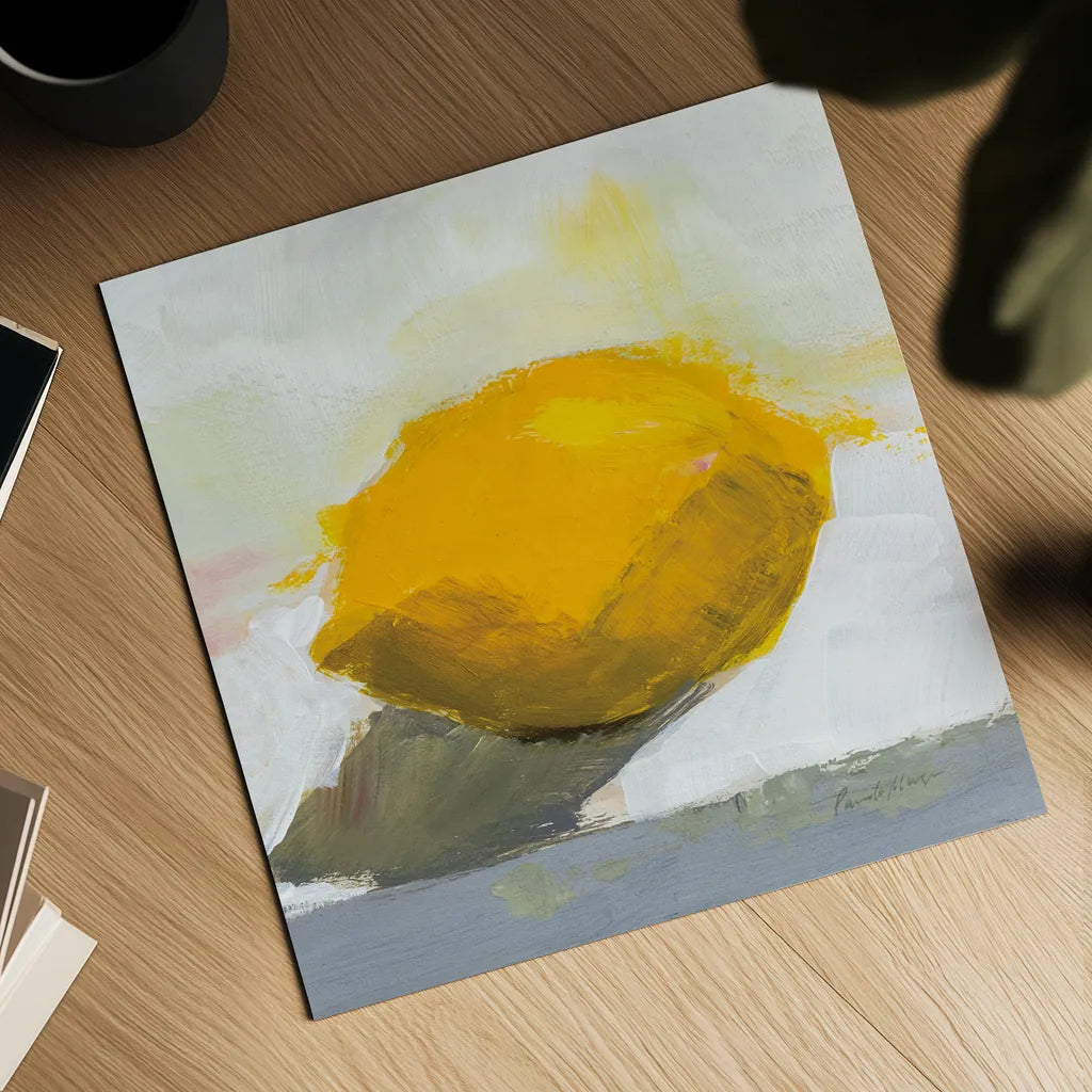 Lemon Still Life by Pamela Munger. Shown as a detailed flat fine art print, highlighting archival giclee quality. Available as an archival giclee rolled canvas, fine art paper, or poster print. SKU 79191a.