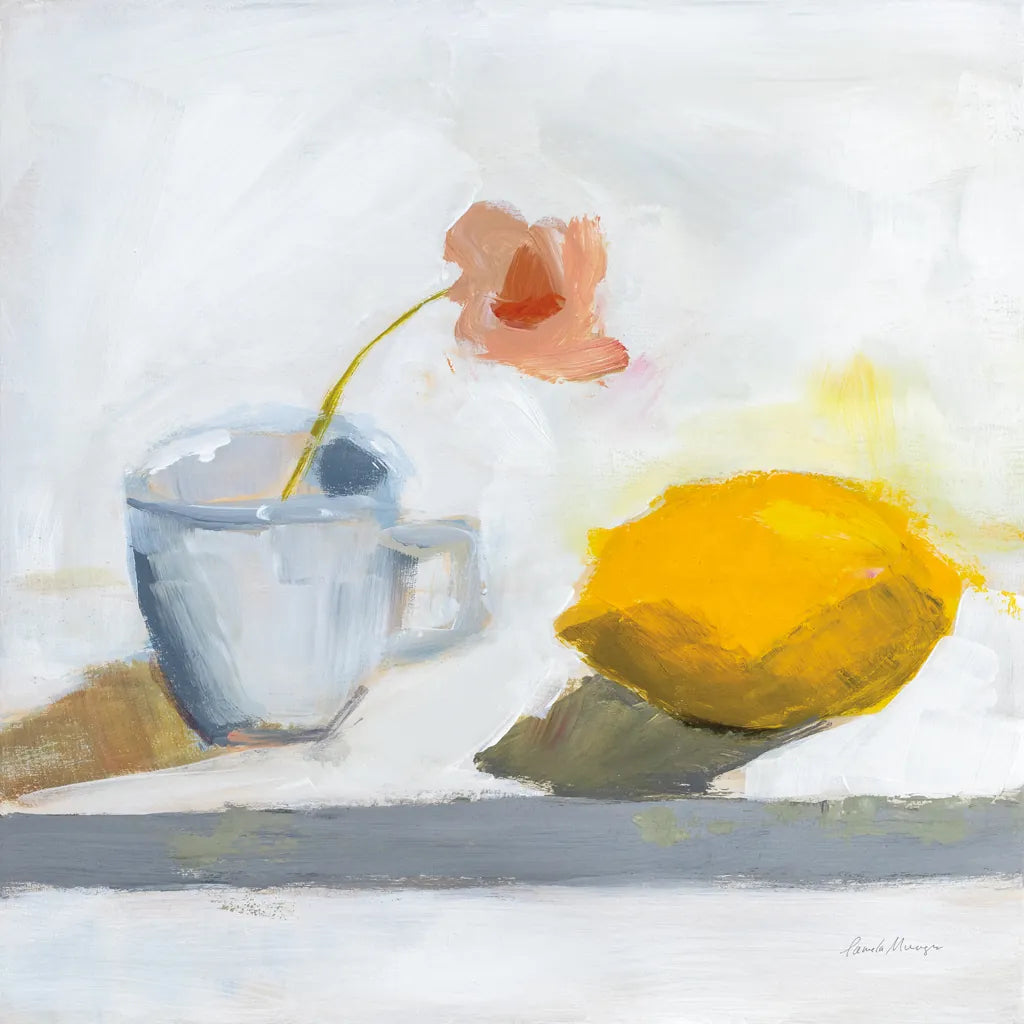 Lemon and Cup by Pamela Munger. SKU 96979a. Archival Giclee Fine art print for wall decor.