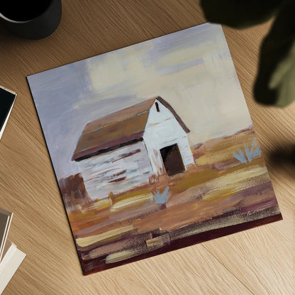 Little White Barn by Pamela Munger. Shown as a detailed flat fine art print, highlighting archival giclee quality. Available as an archival giclee rolled canvas, fine art paper, or poster print. SKU 70681a.