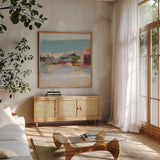 Moab by Pamela Munger. Shown in a natural wood frame in a cozy modern living room. Available as an archival giclee rolled canvas, fine art paper, or poster print. SKU 74328a.