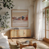 Moab Neutral by Pamela Munger. Shown in a natural wood frame in a cozy modern living room. Available as an archival giclee rolled canvas, fine art paper, or poster print. SKU 77888a.