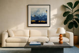 Mountain Gold by Pamela Munger. Displayed in a glass frame with matte in a clean modern living room. Available as an archival giclee rolled canvas, fine art paper, or poster print. SKU 70224a.