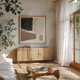 Neutral and Brew by Pamela Munger. Shown in a natural wood frame in a cozy modern living room. Available as an archival giclee rolled canvas, fine art paper, or poster print. SKU 90637a.