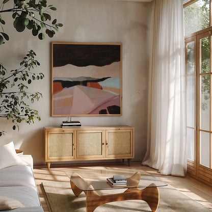 Outside Town by Pamela Munger. Shown in a natural wood frame in a cozy modern living room. Available as an archival giclee rolled canvas, fine art paper, or poster print. SKU 88646a.