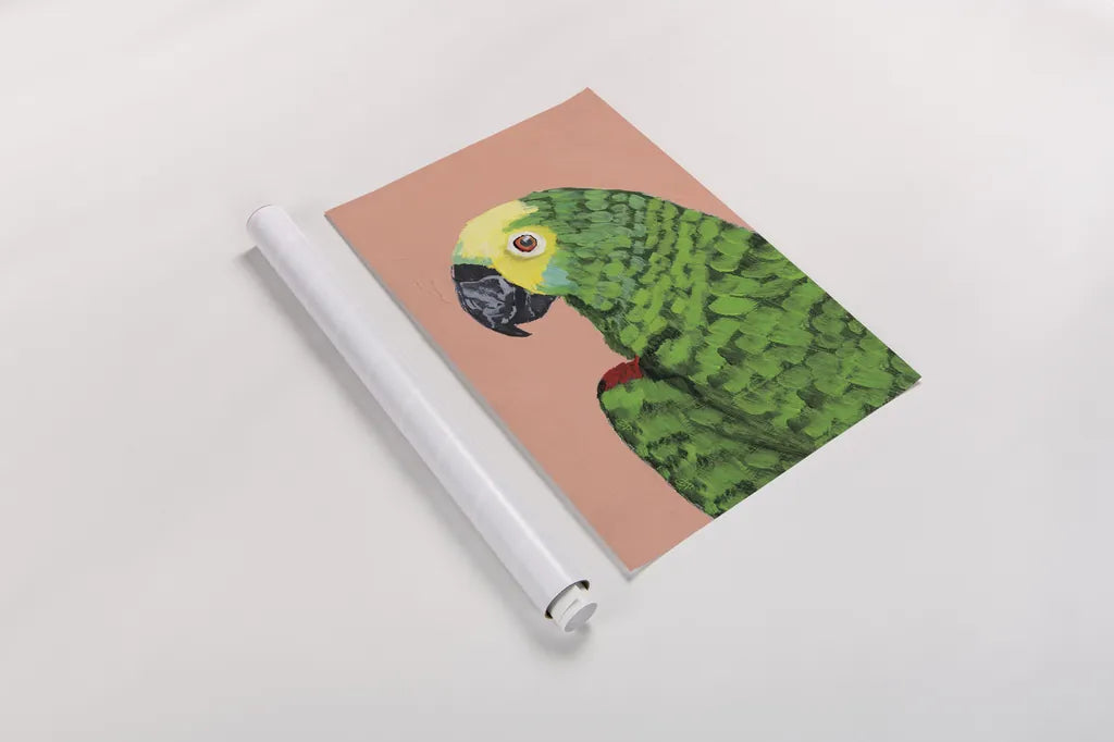 Parrot Head Crop by Pamela Munger. shown as a rolled paper print. Available as archival giclee rolled canvas, fine art paper, or poster print. SKU 72776h.