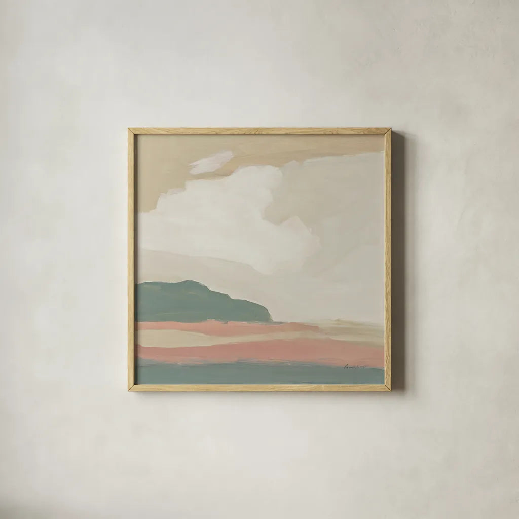 Pastel Landscape by Pamela Munger. Shown in a natural wood glass frame for a timeless modern aesthetic. Available as an archival giclee rolled canvas, fine art paper, or poster print. SKU 88116a.