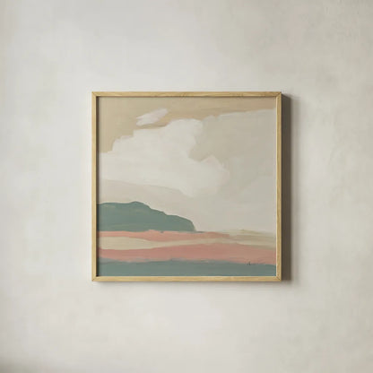 Pastel Landscape by Pamela Munger. Shown in a natural wood glass frame for a timeless modern aesthetic. Available as an archival giclee rolled canvas, fine art paper, or poster print. SKU 88116a.