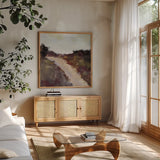 Path by Pamela Munger. Shown in a natural wood frame in a cozy modern living room. Available as an archival giclee rolled canvas, fine art paper, or poster print. SKU 71701a.