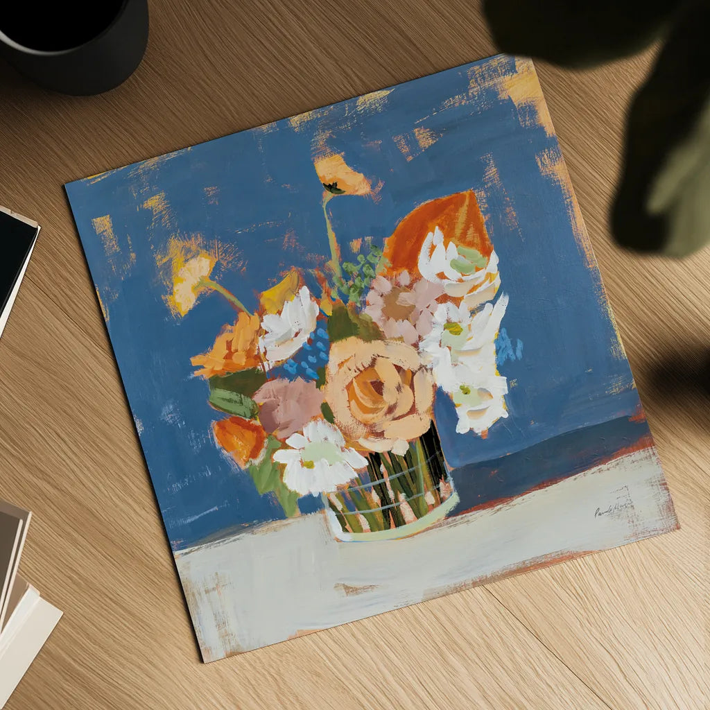 Peach and White Bouquet by Pamela Munger. Shown as a detailed flat fine art print, highlighting archival giclee quality. Available as an archival giclee rolled canvas, fine art paper, or poster print. SKU 70682a.