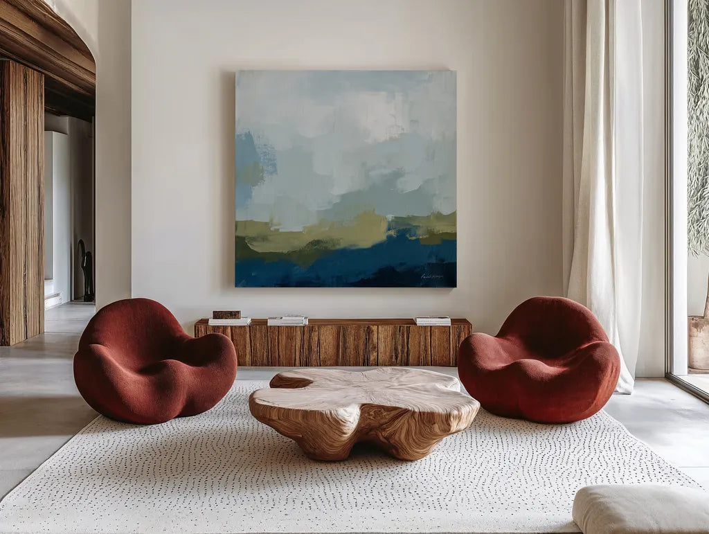 Peak by Pamela Munger. Shown as extra-large giant wall art in a modern living room. Available as an archival giclee rolled canvas, fine art paper, or poster print. SKU 77772a.