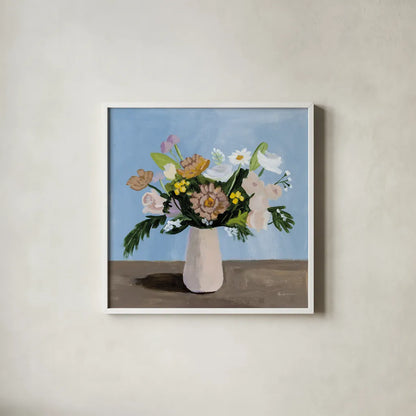 Pinks with Whites by Pamela Munger. Shown in a crisp white glass frame for a clean and minimalist style. Available as an archival giclee rolled canvas, fine art paper, or poster print. SKU 83522a.