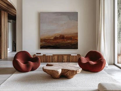 Redlands by Pamela Munger. Shown as extra-large giant wall art in a modern living room. Available as an archival giclee rolled canvas, fine art paper, or poster print. SKU 96581a.