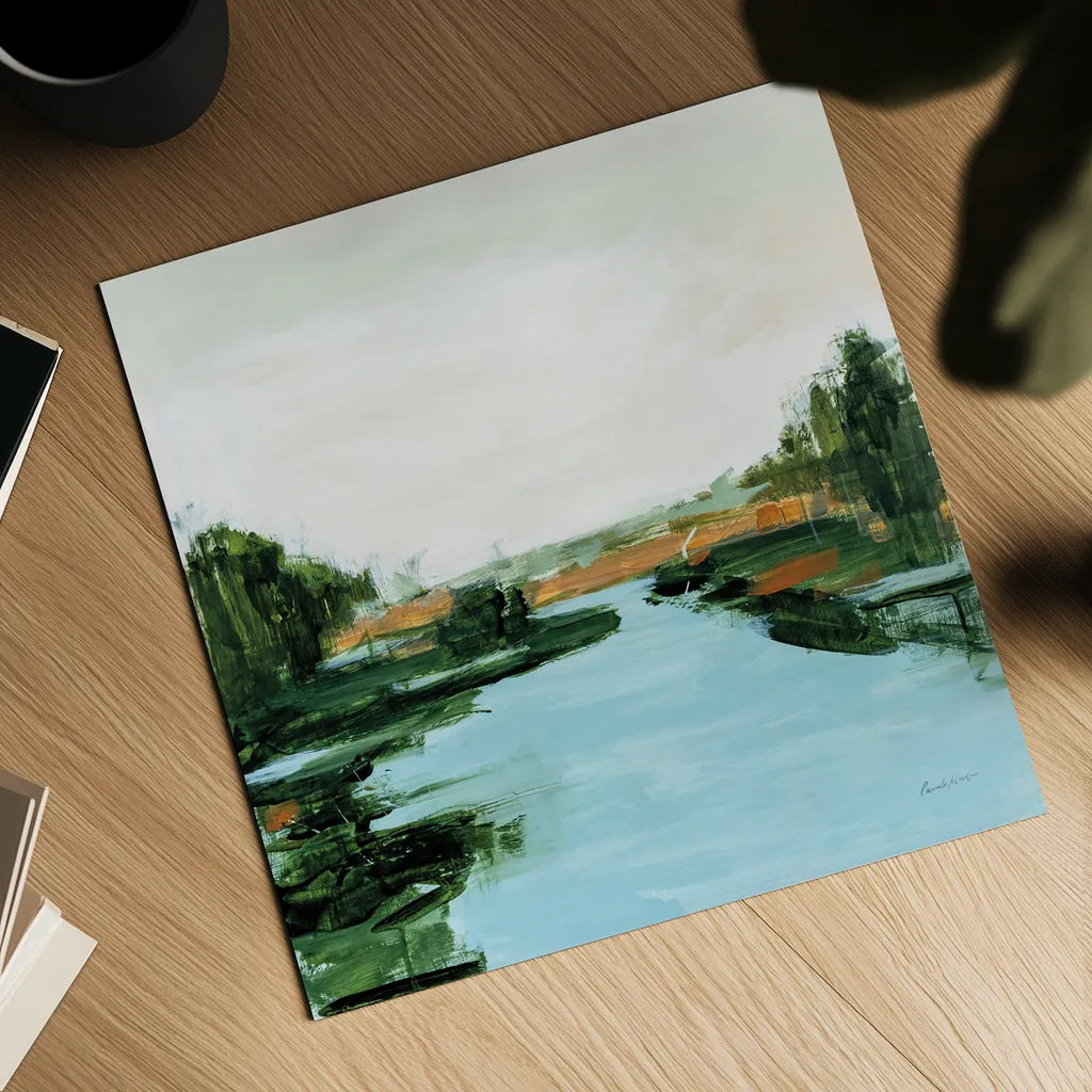 River Flowing Through by Pamela Munger. Shown as a detailed flat fine art print, highlighting archival giclee quality. Available as an archival giclee rolled canvas, fine art paper, or poster print. SKU 70225a.