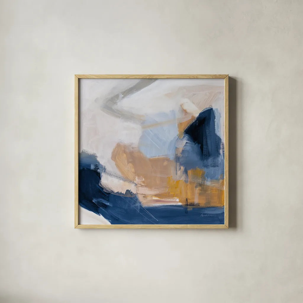 Riverbank by Pamela Munger. Shown in a natural wood glass frame for a timeless modern aesthetic. Available as an archival giclee rolled canvas, fine art paper, or poster print. SKU 74473a.