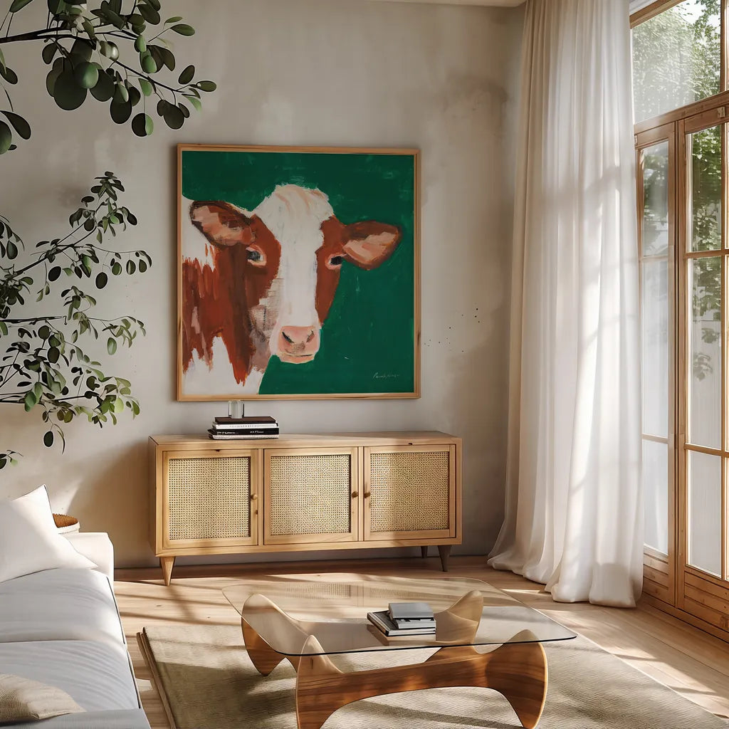 Rusty by Pamela Munger. Shown in a natural wood frame in a cozy modern living room. Available as an archival giclee rolled canvas, fine art paper, or poster print. SKU 74776a.