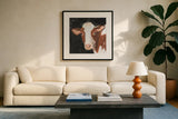 Rusty Flipped on Black by Pamela Munger. Displayed in a glass frame with matte in a clean modern living room. Available as an archival giclee rolled canvas, fine art paper, or poster print. SKU 80751a.