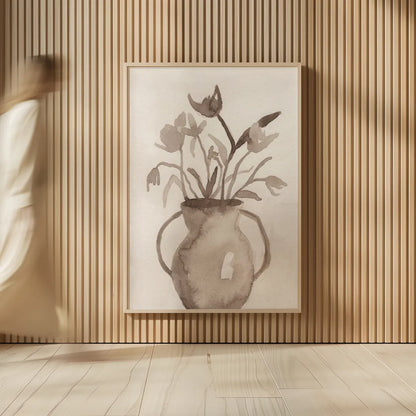 Sepia Vase by Pamela Munger. shown as over sized large wall art. Available as an archival giclee rolled canvas, fine art paper, or poster print. SKU 96343h.