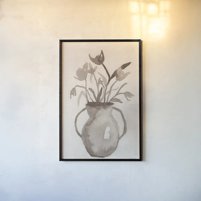 Sepia Vase by Pamela Munger. shown as a paper print in a black flame. Available as a archival giclee rolled canvas, fine art paper, or poster print. SKU 96343h.