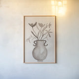 Sepia Vase II by Pamela Munger. shown as a paper print in a natural frame. Available as a archival giclee rolled canvas, fine art paper, or poster print. SKU 99717h.