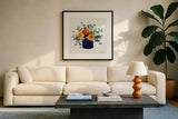 Simplicity Bouquet I by Pamela Munger. Displayed in a glass frame with matte in a clean modern living room. Available as an archival giclee rolled canvas, fine art paper, or poster print. SKU 68960a.