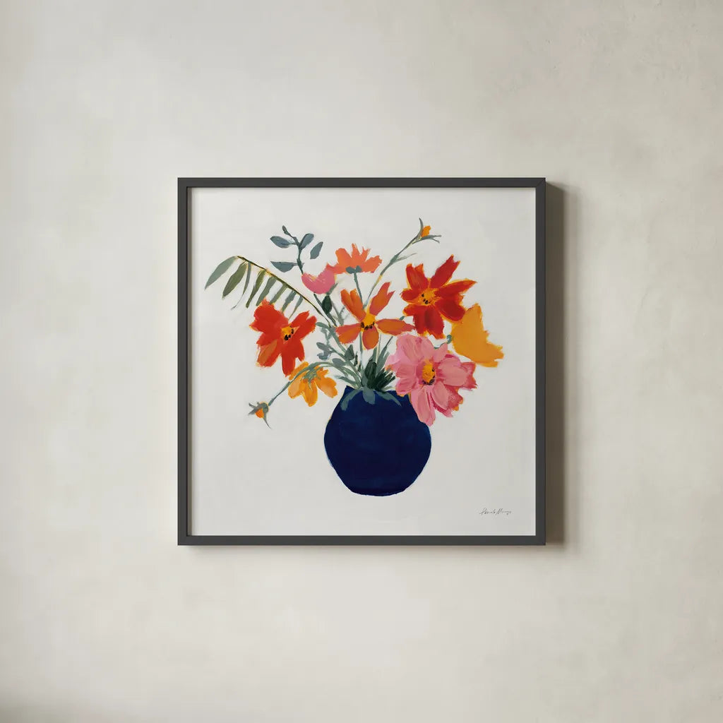 Simplicity Bouquet II by Pamela Munger. Shown in a sleek black glass frame for a contemporary gallery look. Available as an archival giclee rolled canvas, fine art paper, or poster print. SKU 68961a.