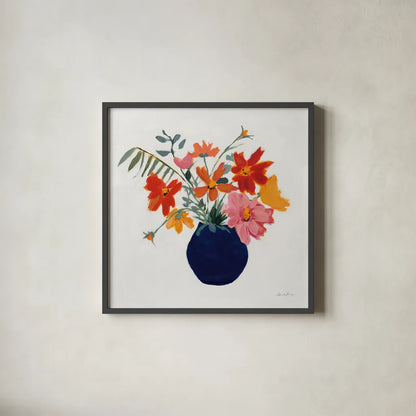 Simplicity Bouquet II Leaves by Pamela Munger. Shown in a sleek black glass frame for a contemporary gallery look. Available as an archival giclee rolled canvas, fine art paper, or poster print. SKU 70483a.