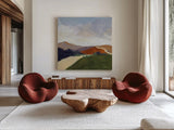 Sing to the Mountains Green by Pamela Munger. Shown as extra-large giant wall art in a modern living room. Available as an archival giclee rolled canvas, fine art paper, or poster print. SKU 83258a.