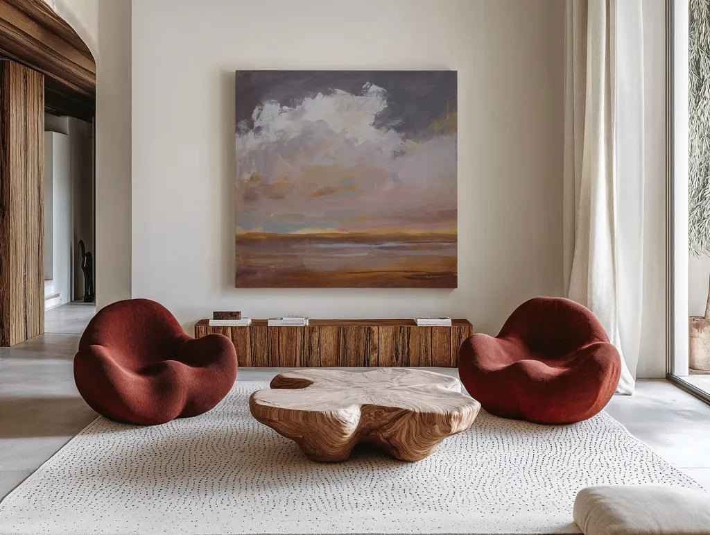 Sorbet by Pamela Munger. Shown as extra-large giant wall art in a modern living room. Available as an archival giclee rolled canvas, fine art paper, or poster print. SKU 95380a.