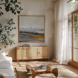 Southern Ute by Pamela Munger. Shown in a natural wood frame in a cozy modern living room. Available as an archival giclee rolled canvas, fine art paper, or poster print. SKU 72016a.