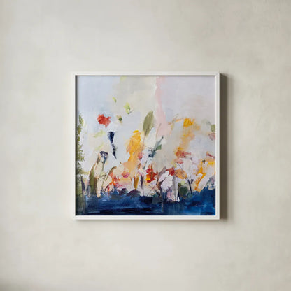 Spontaneous Summer II by Pamela Munger. Shown in a crisp white glass frame for a clean and minimalist style. Available as an archival giclee rolled canvas, fine art paper, or poster print. SKU 70227a.