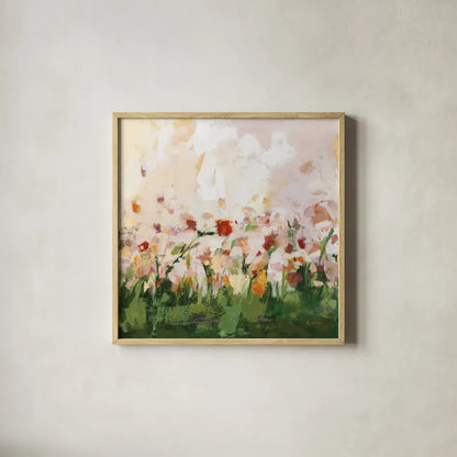 Spontaneous Summer III by Pamela Munger. Shown in a natural wood glass frame for a timeless modern aesthetic. Available as an archival giclee rolled canvas, fine art paper, or poster print. SKU 70228a.
