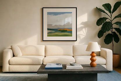 Spring Breeze by Pamela Munger. Displayed in a glass frame with matte in a clean modern living room. Available as an archival giclee rolled canvas, fine art paper, or poster print. SKU 79978a.