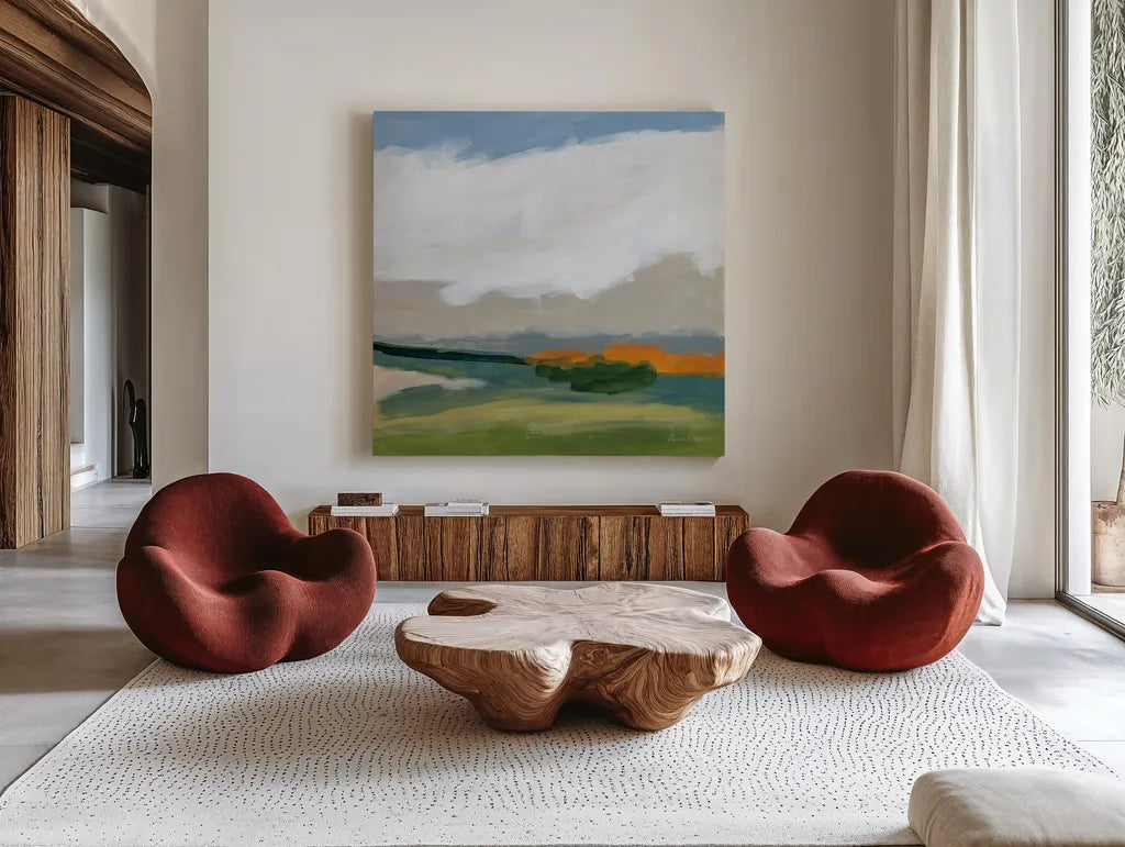 Spring Breeze by Pamela Munger. Shown as extra-large giant wall art in a modern living room. Available as an archival giclee rolled canvas, fine art paper, or poster print. SKU 79978a.