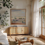 Spring Creek Canyon by Pamela Munger. Shown in a natural wood frame in a cozy modern living room. Available as an archival giclee rolled canvas, fine art paper, or poster print. SKU 98657a.