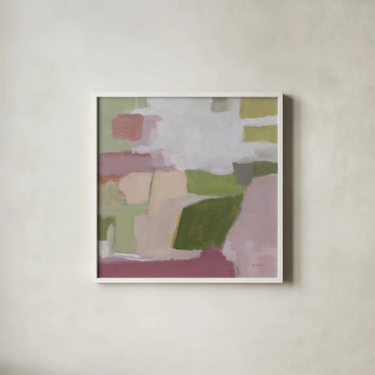 Spring Garden by Pamela Munger. Shown in a crisp white glass frame for a clean and minimalist style. Available as an archival giclee rolled canvas, fine art paper, or poster print. SKU 98653a.